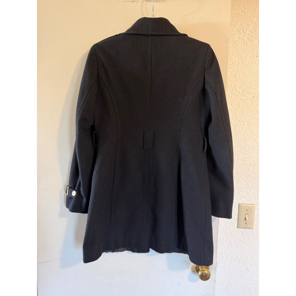 MICHAEL KORS Womans Wool Blend‎ Pea Coat Jacket Size 6 Gold Zip Black - Picture 4 of 10